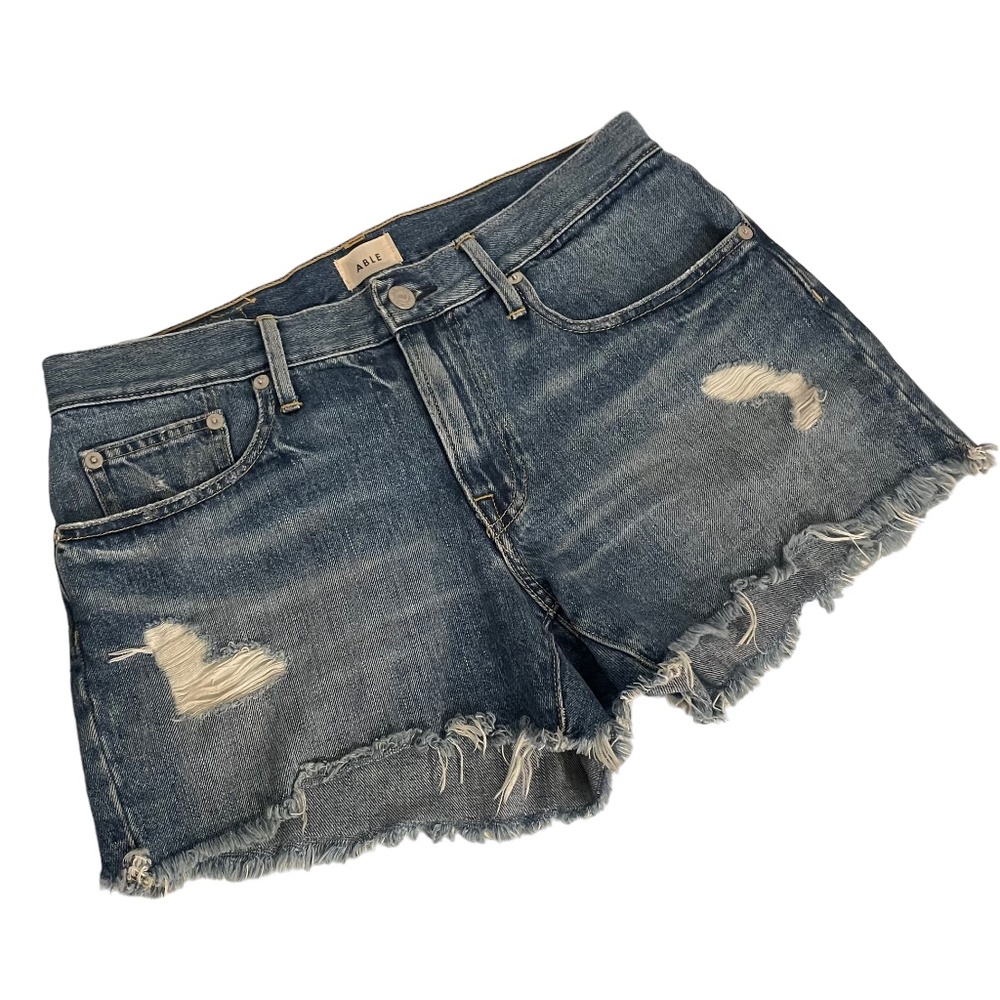 Able The Cut Off Distressed Denim Jean Shorts Size 26‎